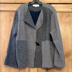 Caroline Rose wool Blend lGray Two-Tone Blazer
